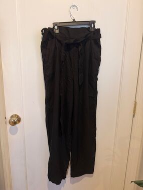 H&M Black Straight-Leg Paperbag Waist Pants